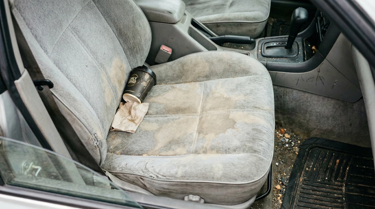 Stain removal treatment on car upholstery in Barrington